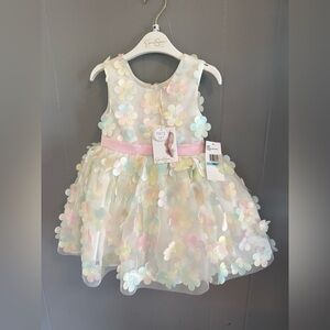 Size 24 months- Jessica Simpson 3D floral mesh dress  / NEW with tags 💐
